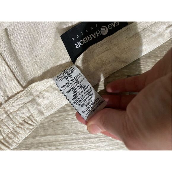 Sag Harbor Light Khaki Linen Pants, Straight Leg, Size 12P - Picture 6 of 7